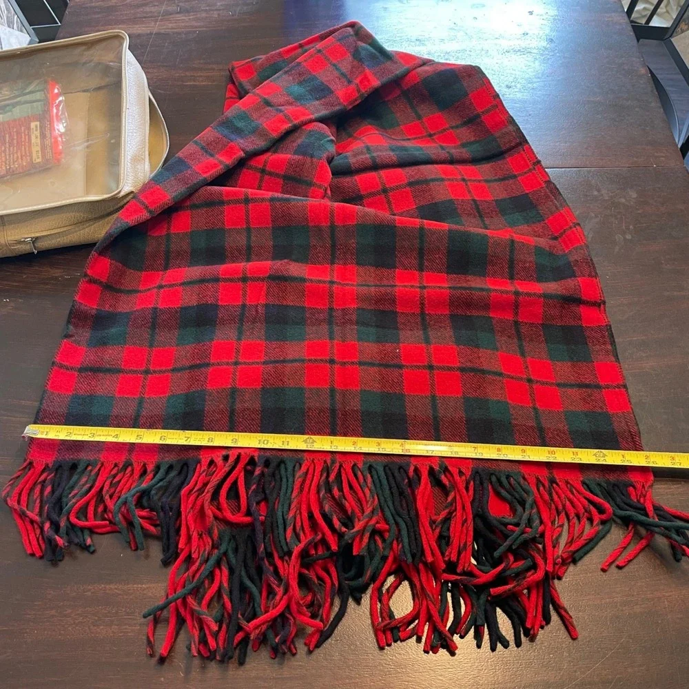 Vintage Pendleton Robe In A Bag Red Buffalo Plaid Wool Blanket Seat Cushion Set